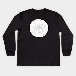 Universe Sky Map Ink Drawing, Cosmos Illustration Kids Long Sleeve T-Shirt